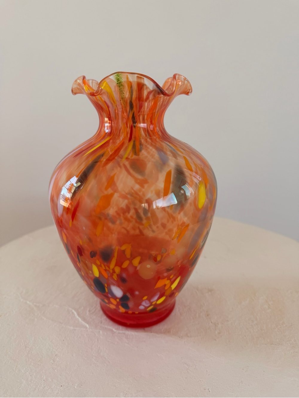 VINTAGE HAND-BLOWN ITALIAN CONFETTI ART GLASS VASE SPLATTER DESIGN 1 OF A KIND - Picture 6 of 8